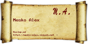 Mesko Alex névjegykártya